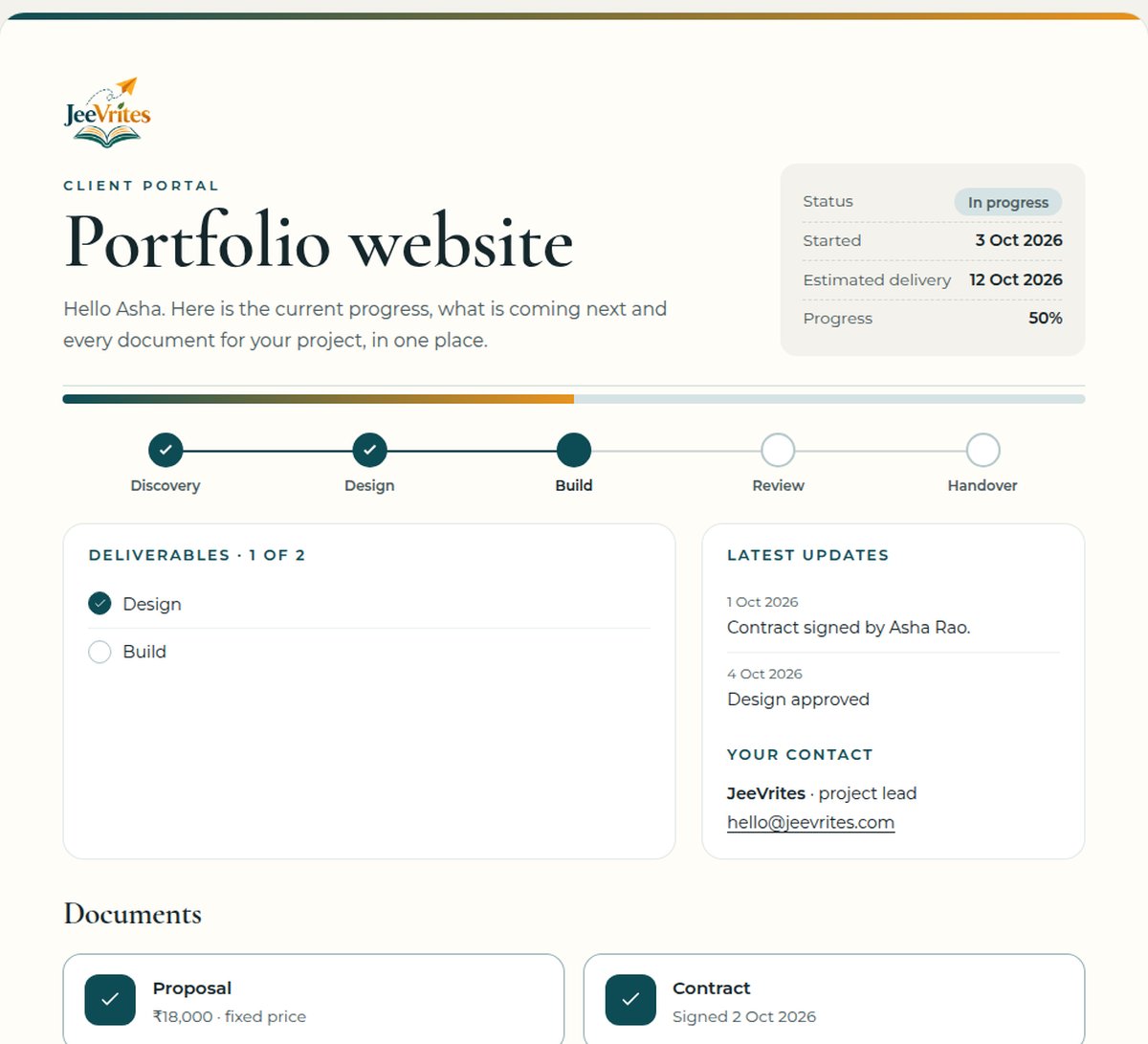 Client portal: proposal to handover in one link